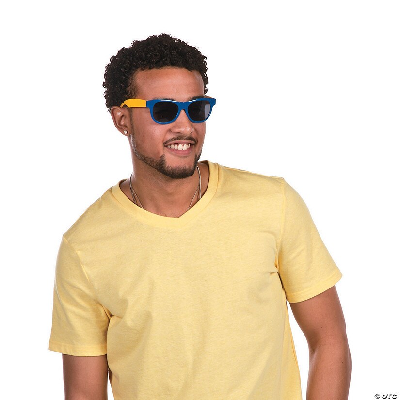 Adult&#x2019;s Blue &#x26; Gold Two-Tone Sunglasses - 12 Pc.
