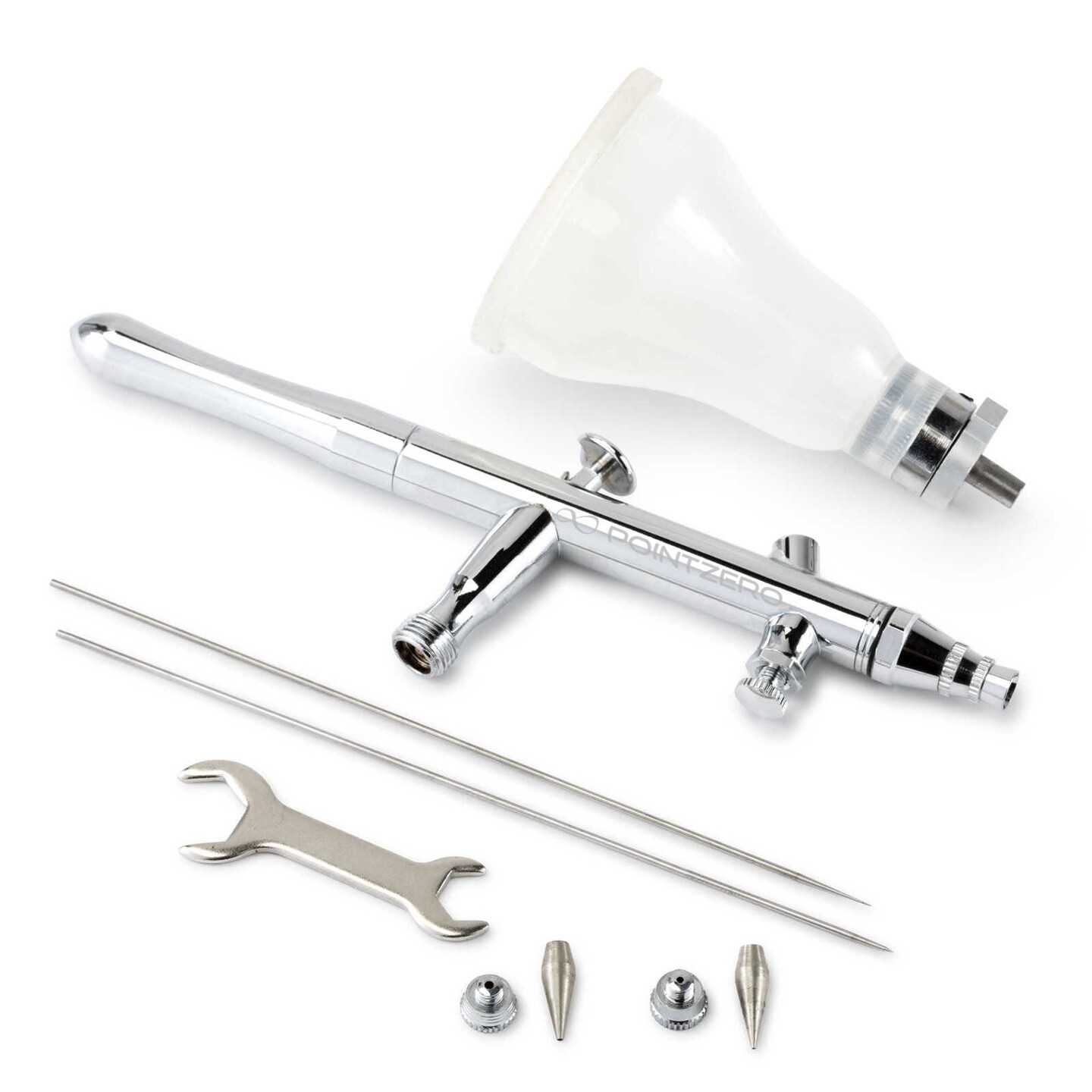 PointZero Dual-Action 4-Color Changing Airbrush Set w/ MAC Valve - 3 Tip Set (.3mm .5mm .8mm)