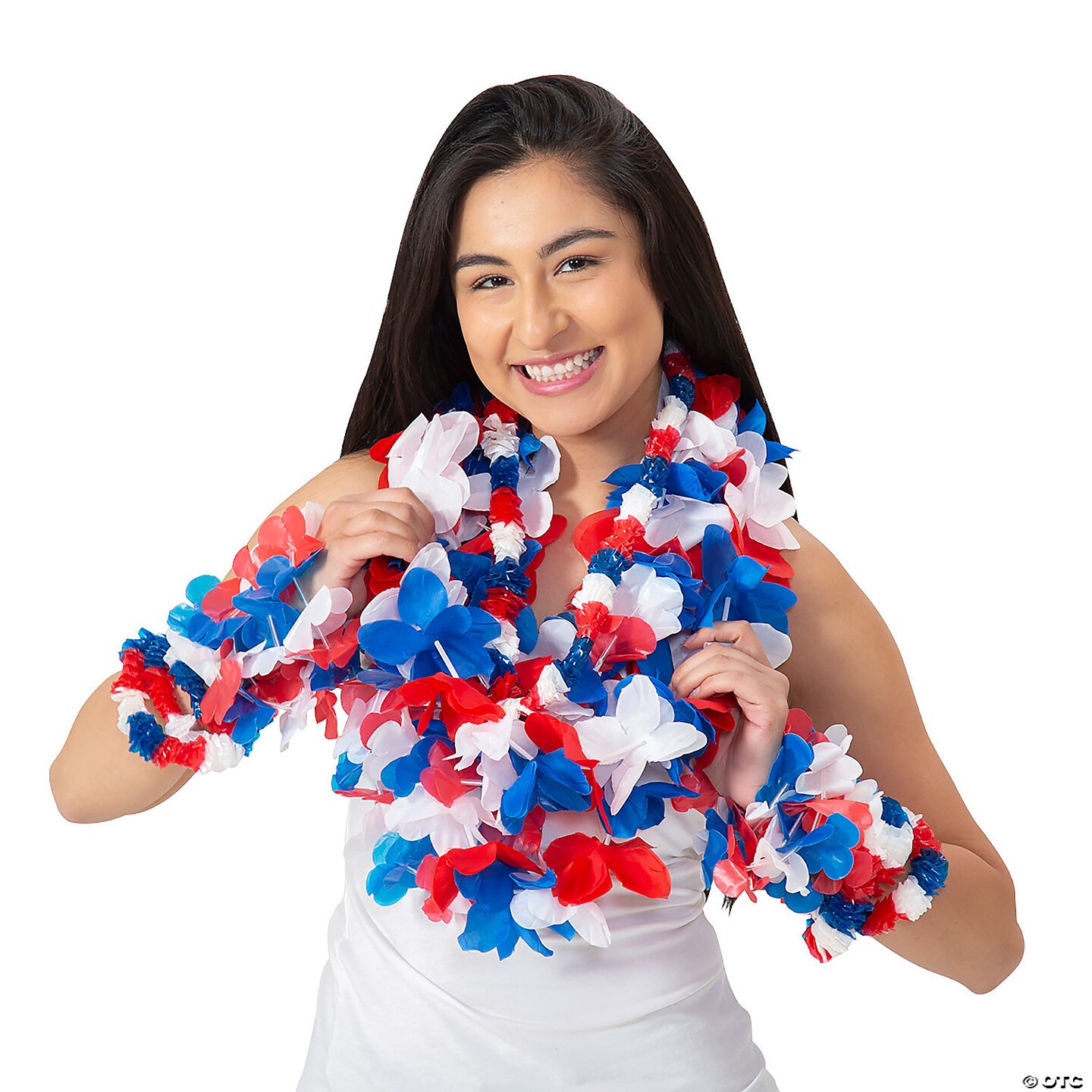 36&#x22; Bulk 100 Pc. Patriotic Red, White &#x26; Blue Plastic Leis Assortment