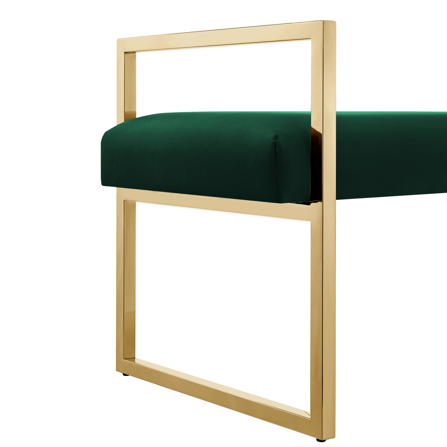 Maja Velvet/PU Leather Bench With Chrome/Gold Base