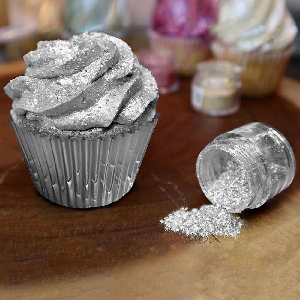 Fine Edible Metallic Silver Glitter Dust 4.5 grams by CK