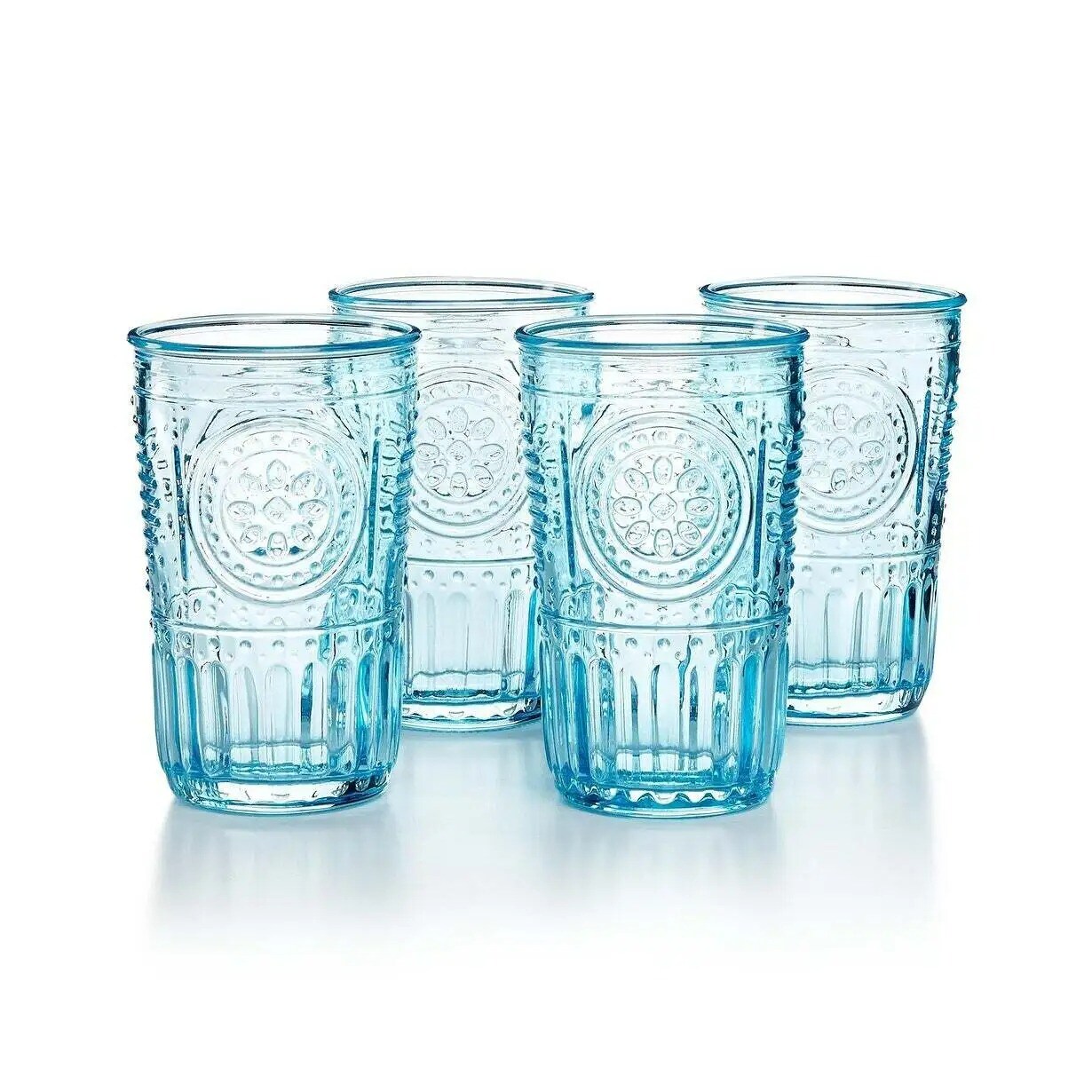 Bormioli Rocco Romantic Cooler Drinking Glass Set of 4, 16 oz - Light Blue