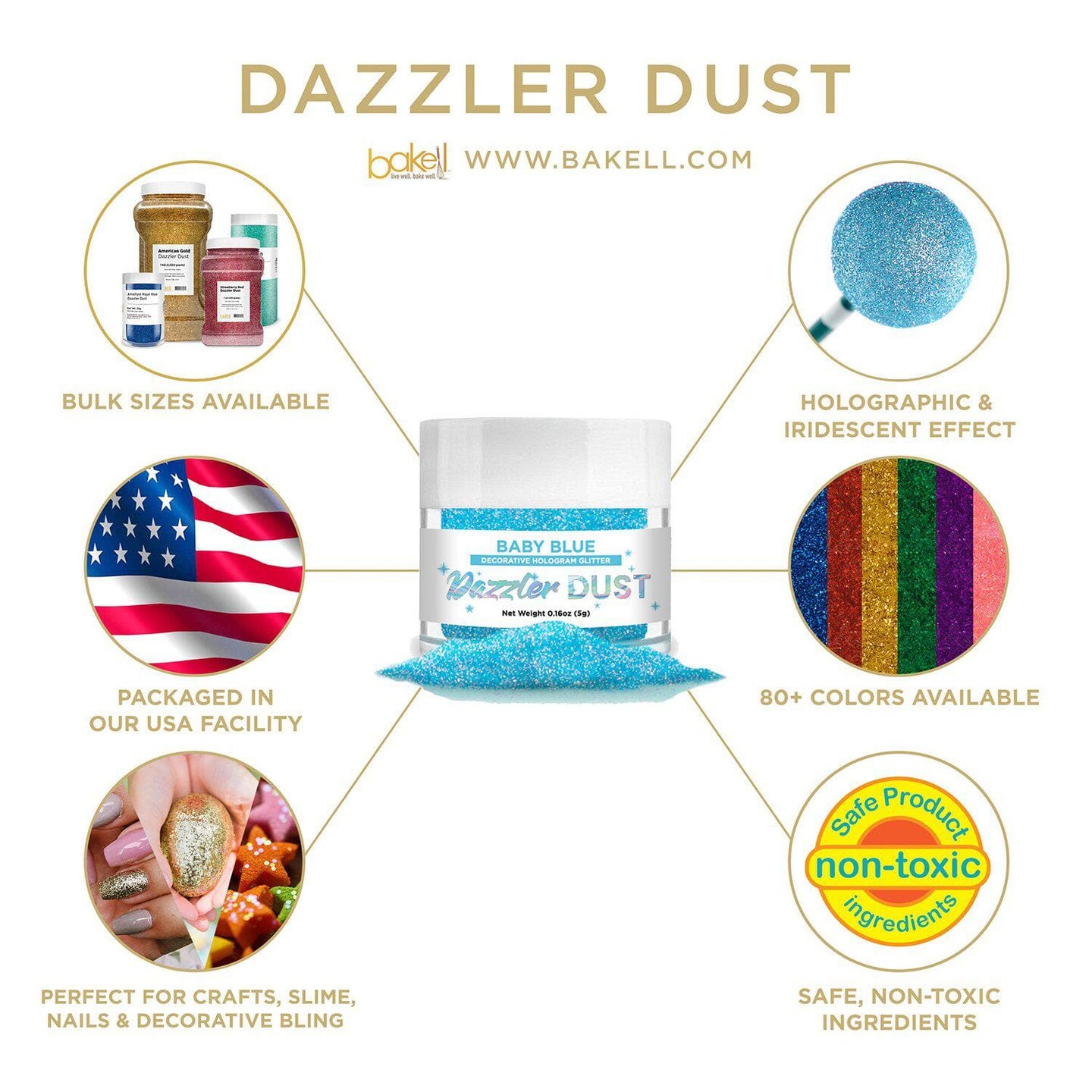 Baby Blue Dazzler Dust&#xAE; 5 Gram Jar