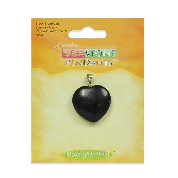6 Packs of Black Stone Heart Pendant