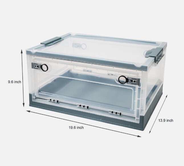 35L Stackable Collapsible Plastic Storage Bin with Lid