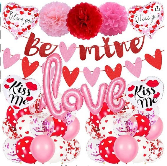 Valentines Day Love Ballons, 40 Inch Large Pink Love Foil Balloons
