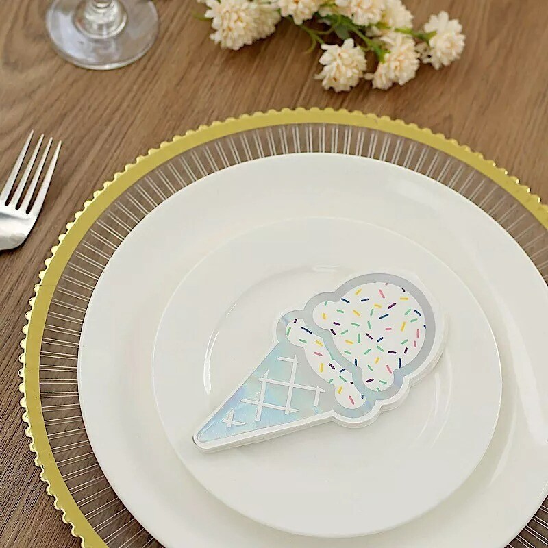 20 IRIDESCENT 12x6&#x22; Paper Beverage COCKTAIL NAPKINS Ice Cream