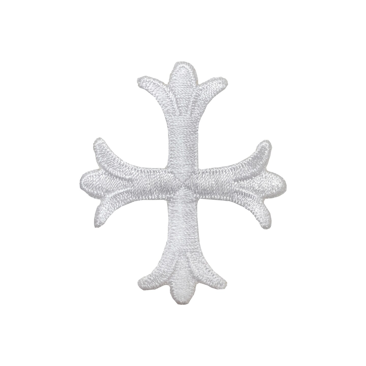 White Patonce Cross, Christian, Religious, Liturgical, Embroidered, Iron on Patch
