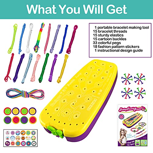 Bracelet Making Kit Toys, Ages 7 8 9 10 11 12 Year Old Girls Gifts Ideas, Birthday Present for Teen Girl, Arts and Crafts String Maker Tool, Bracelet DIY, Kids Travel Activity Set