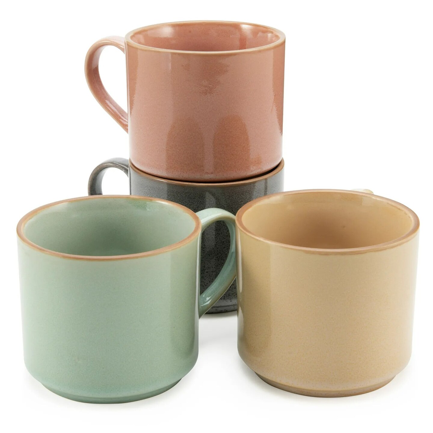 American Atelier Stackable Coffee Mugs Set, Ceramic Multi-Color 4 Cups, 16 Ounce