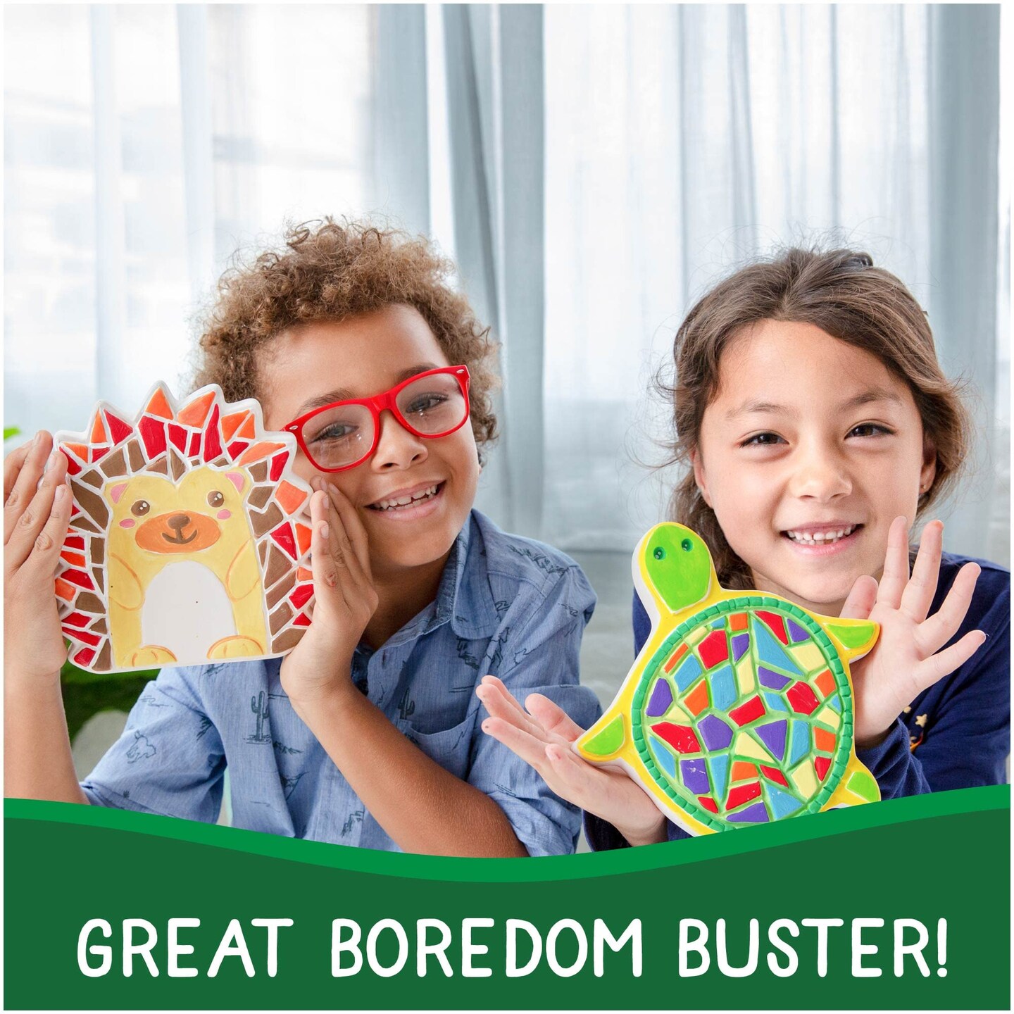 Creative Roots Mosaic Turtle Stepping Stone, Includes 8.25" Ceramic Stepping Stone & 6 Vibrant Paints, Mosaic Stepping Stone Kit, Paint Your Own Stepping Stone, DIY Stepping Stone Kit for Kids Ages 8+