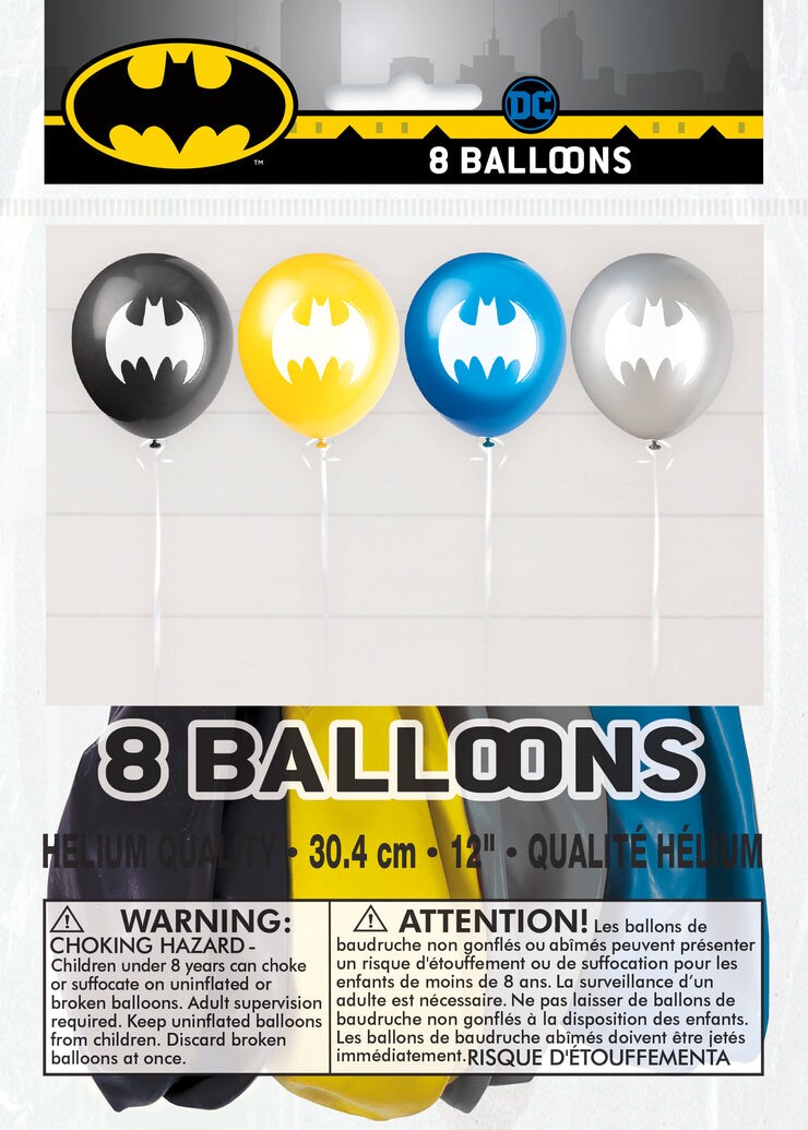 Batman 12&#x22; Latex Balloons, 8ct