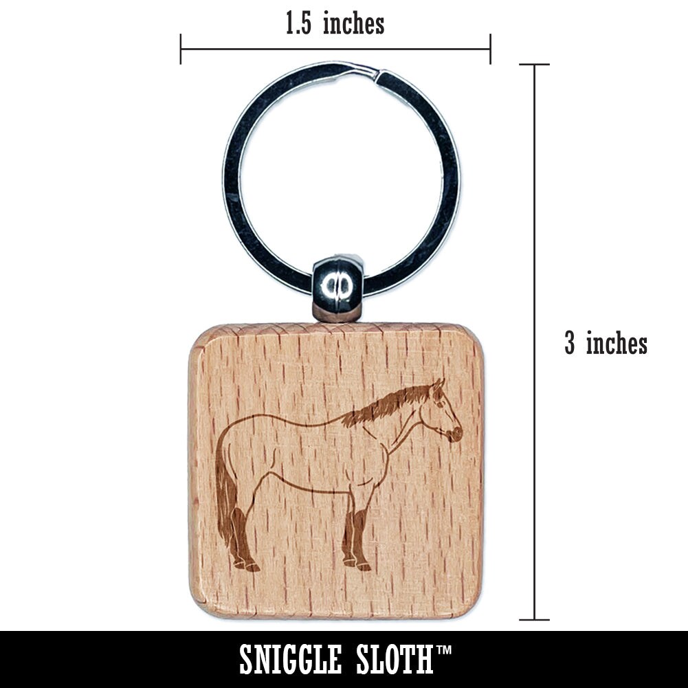 American Quarter Horse Buckskin Engraved Wood Square Keychain Tag Charm