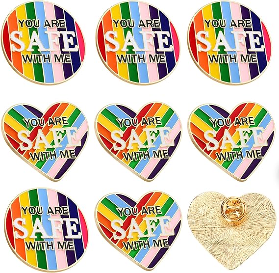 8 Pcs Rainbow Pride Pins You Are Safe with Me Pins
