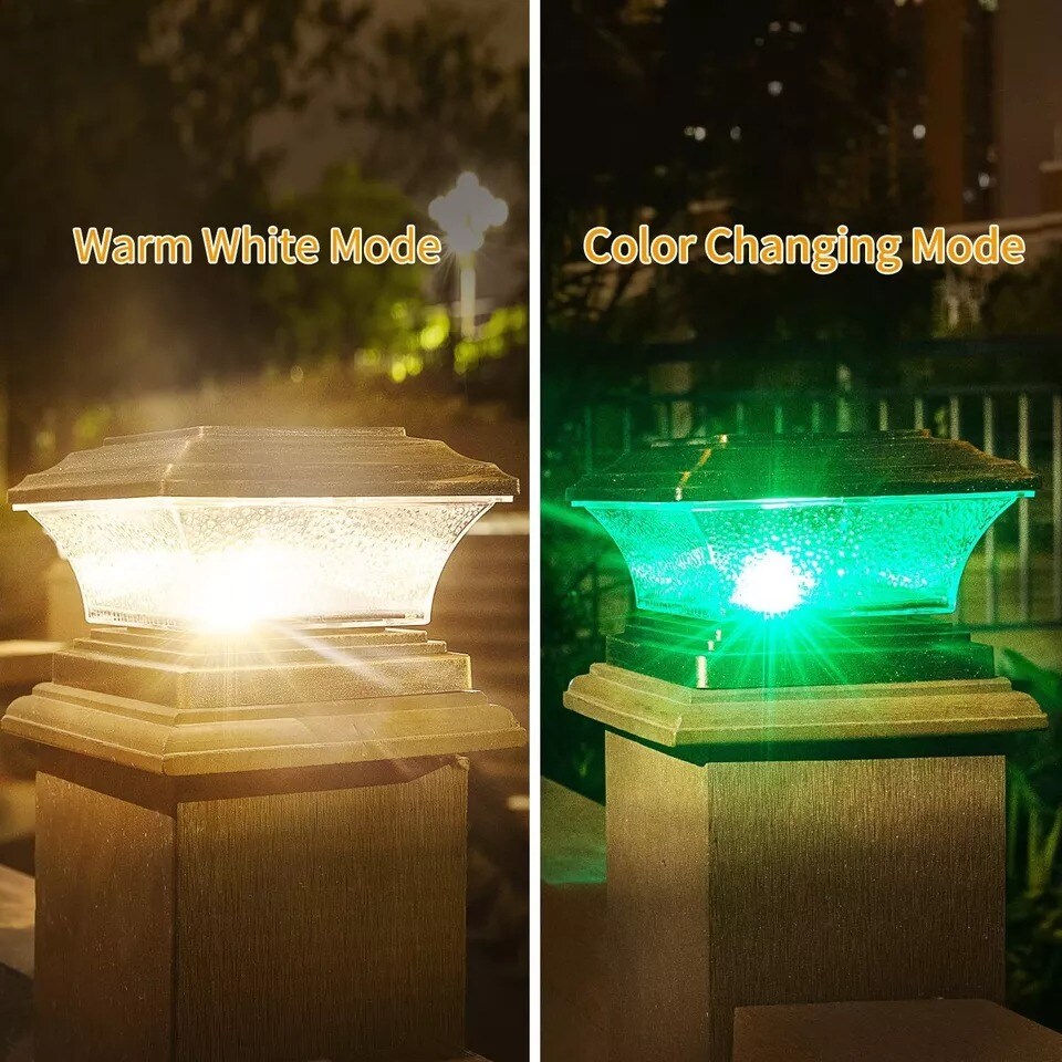 HUYIENO Solar Post Cap Lights Outdoor LED Lighting Deck Fence Two Modes