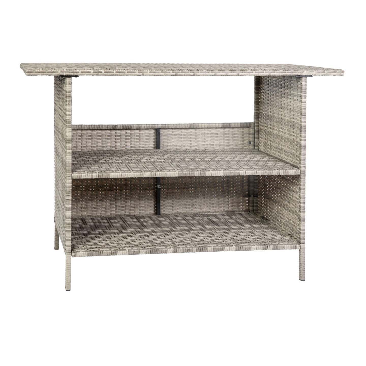 Emma and Oliver Melfi Wicker Rattan Counter Height Bar Table for Indoor/Outdoor Use with Inner Shelf and Bar Top
