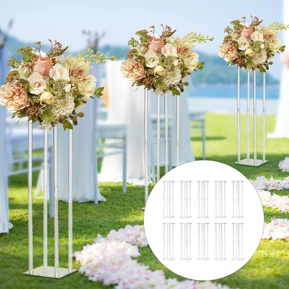 10Pcs Flower Stand Acrylic Column Acrylic Wedding Centerpieces Table Decor 31.5"