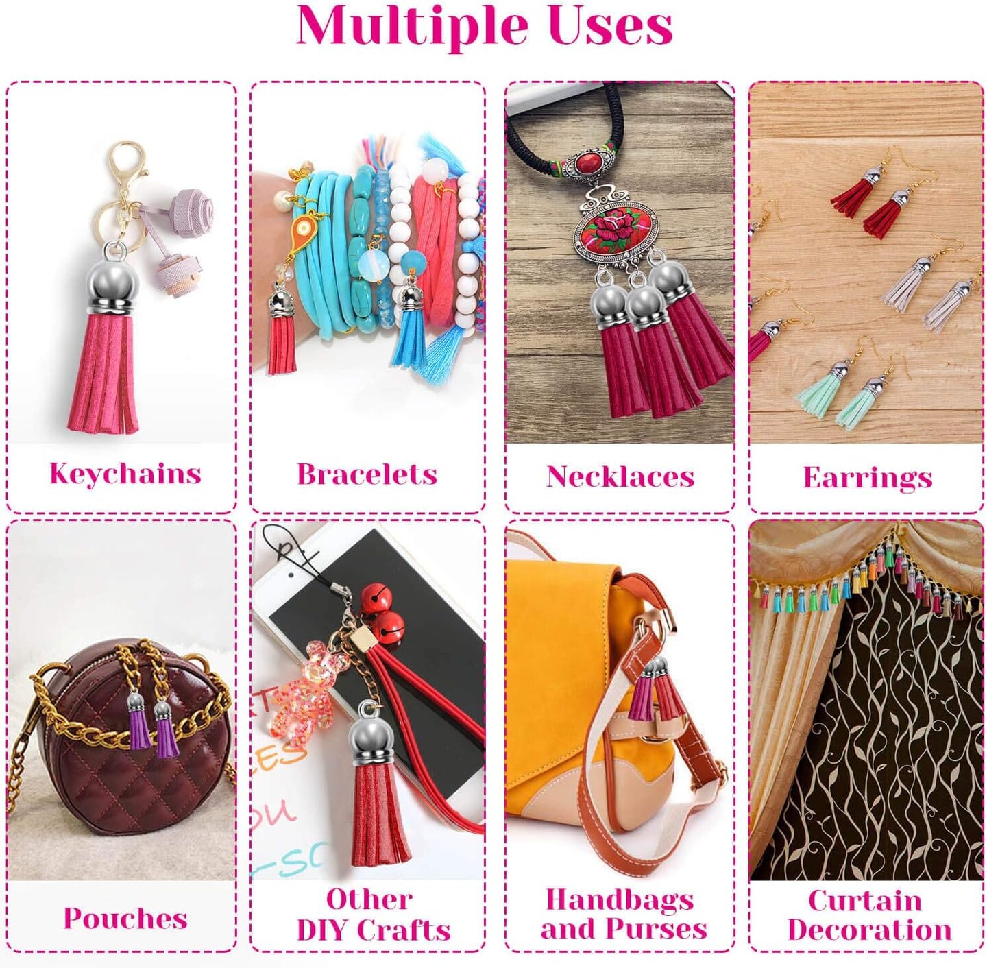 200pcs Leather Keychain Tassels Bulk for Crafts, Acrylic Blanks, Charms, Earrings, Bracelets and Jewelry Making (40 Colors)