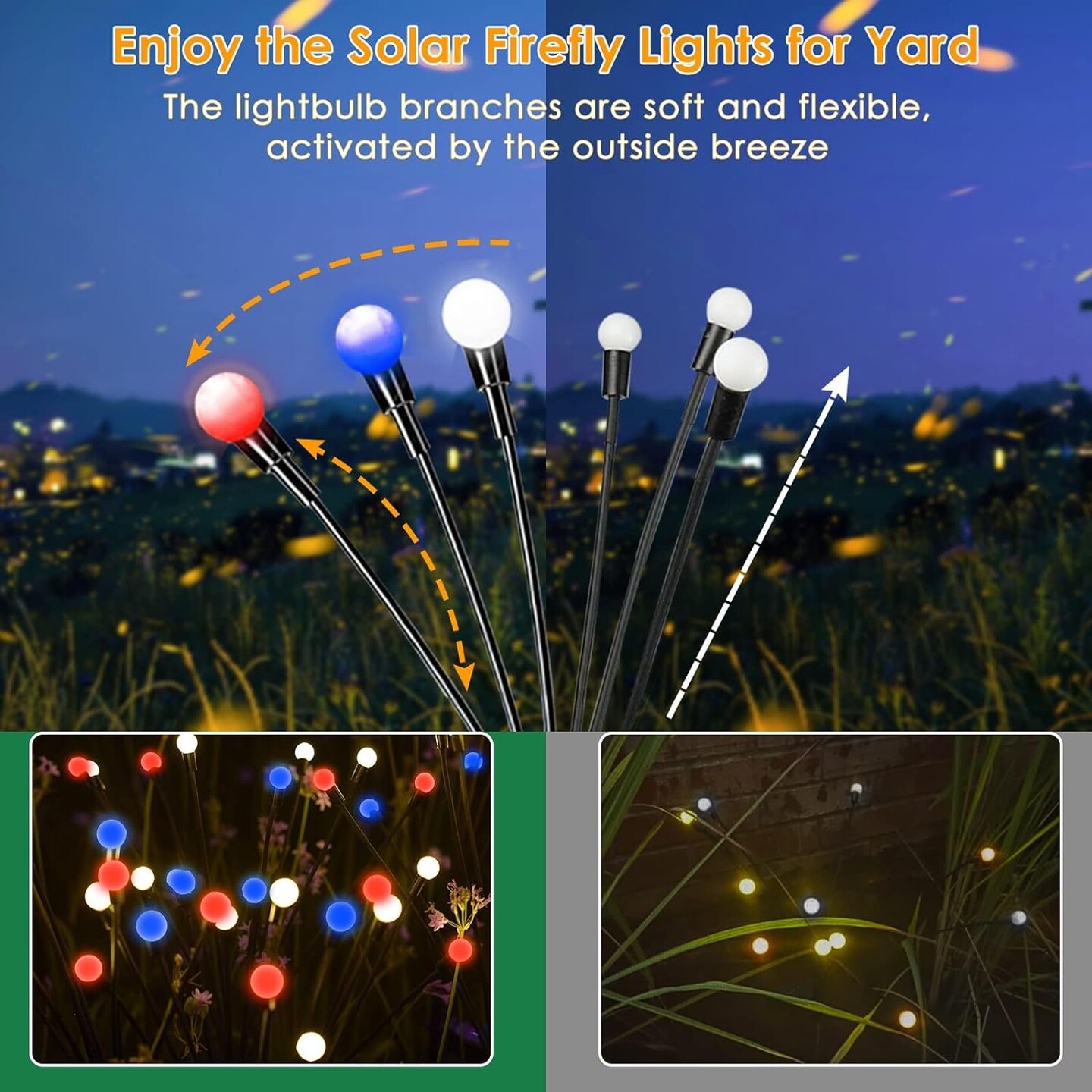 4pack Solar American Flag Lights (Red+White+Blue)