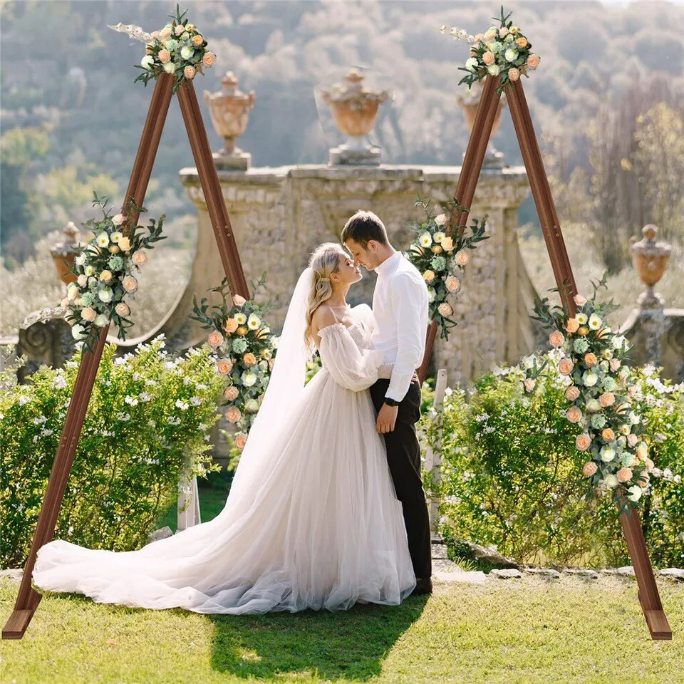 2PCS High&#xFF06;Low Wooden Wedding Altar Arch Ceremony Party Balloon Flower Arch Frame