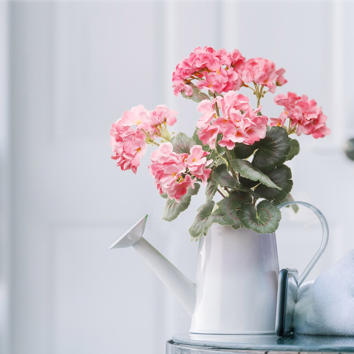 Vibrant Pink Artificial Geranium Bush - 18" Lifelike, 7 Stems, Perfect for Outdoor & Indoor Decor, Floral Home by Artificial Flowers