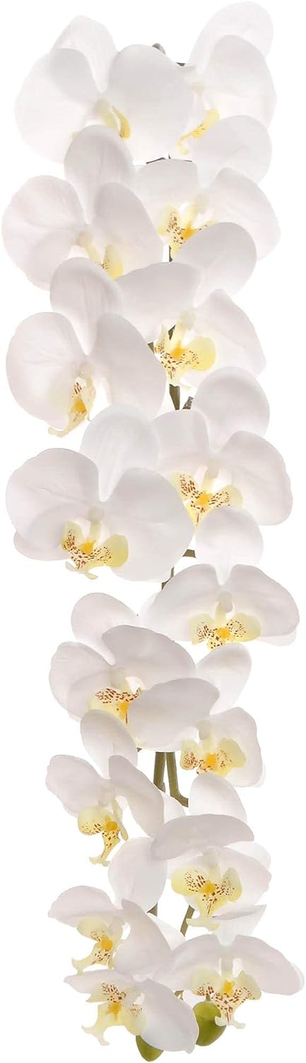 1 stem - 49" White Artificial Orchid Stems – 16 Silk Phalaenopsis Blooms on each stem by Floral Home®