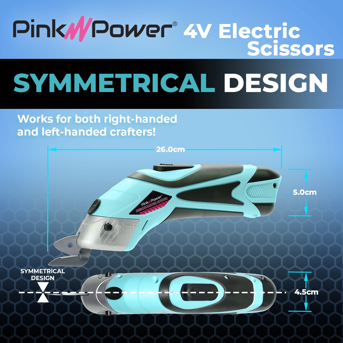 Pink Power 4V Aqua Splash Cordless Electric Rechargeable Fabric Scissors w/ Pink Rotary Cutter