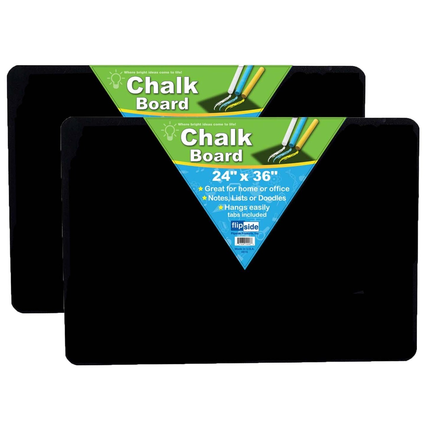 Chalk Board, 24&#x22; x 36&#x22;, Black, Pack of 2