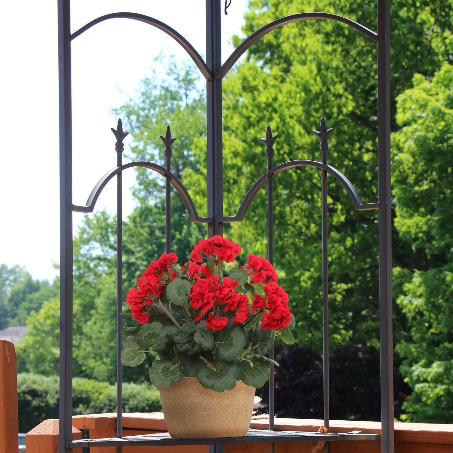 18" Red Geranium Flower Bush - Lifelike Artificial Blooms, Perfect for Home, Garden & Patio Décor - Spring & Summer Accent, Floral Home by Artificial Flowers