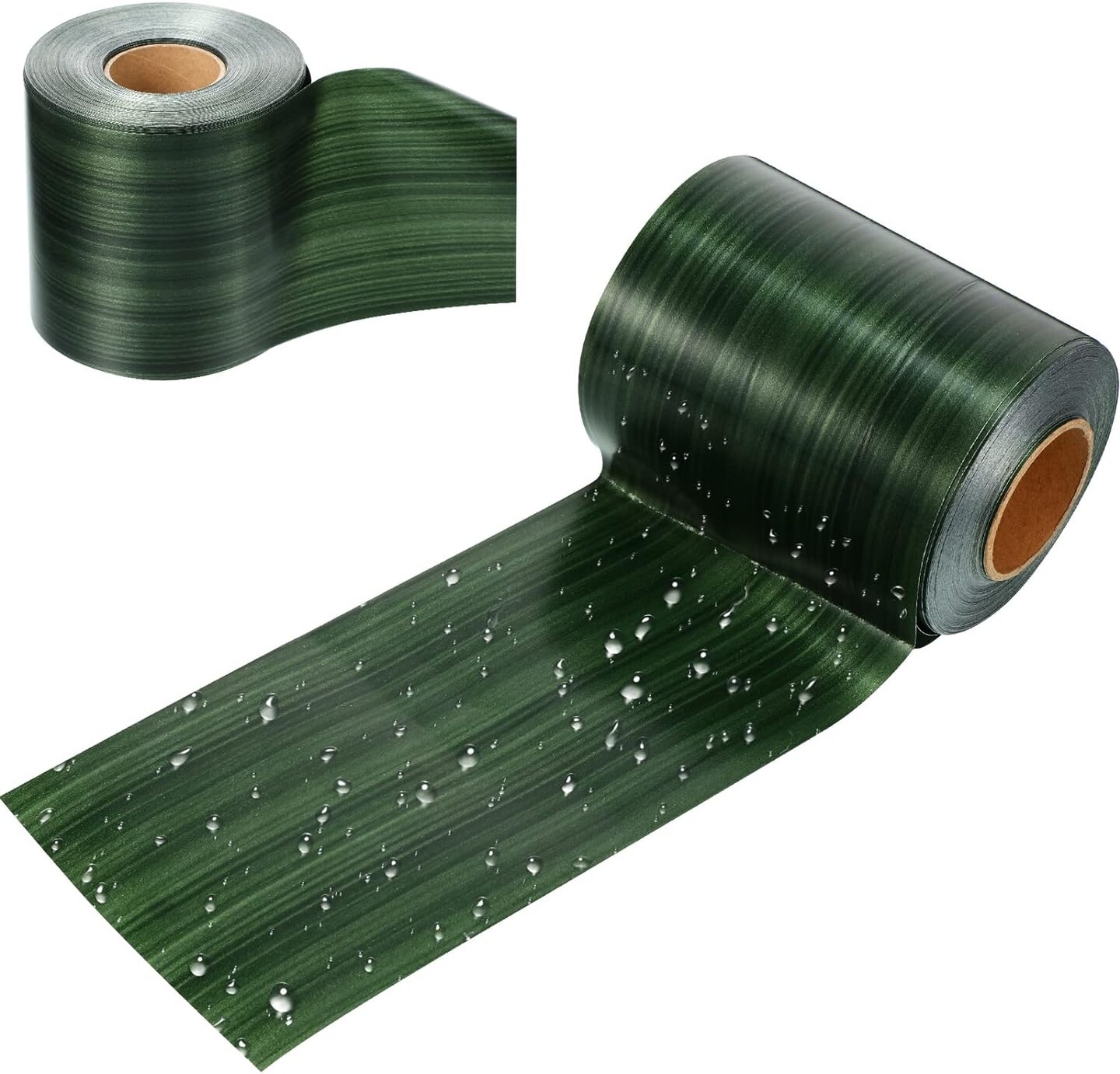 Outdoor Ribbon Poly Satin Ribbon Floral Craft Decoration Aspidistra Leaf Pattern Ribbon Easter Holiday Outdoor Decorating (Dark Green, 4 Inch x 30 Yards)