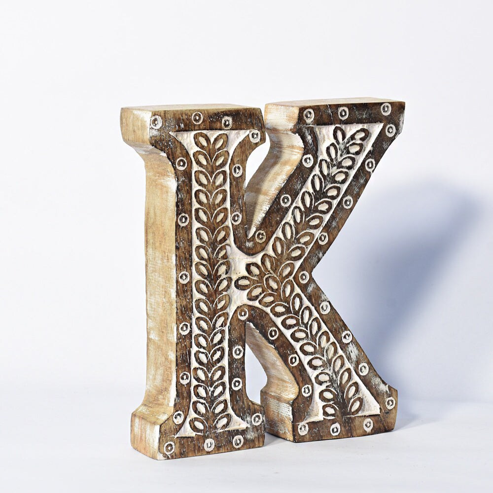 Vintage Eco-Friendly Handmade Alphabet Letter Blocks Antique Wall/Table Decor