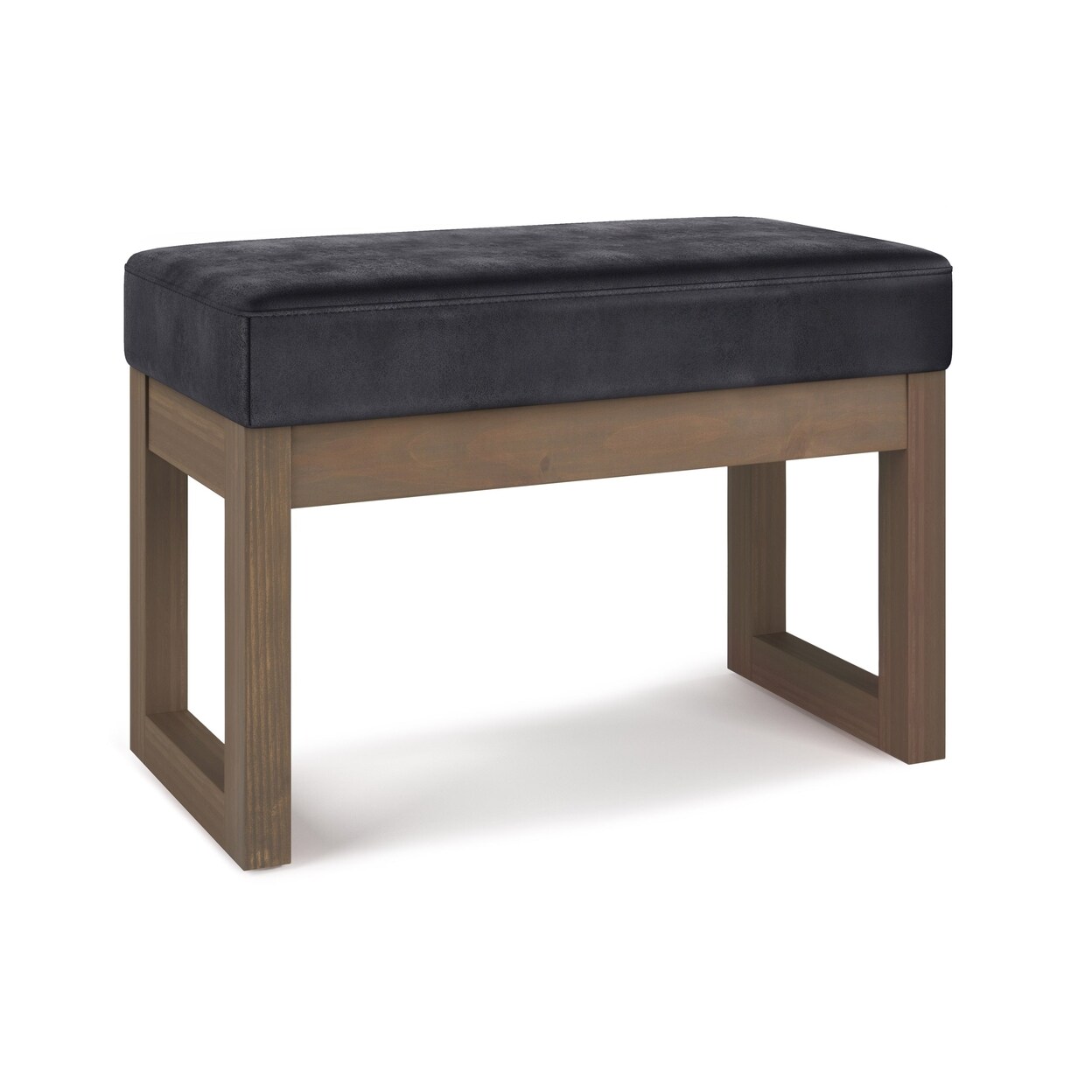 Simpli Home Milltown Small Ottoman Bench in Distressed Vegan Leather