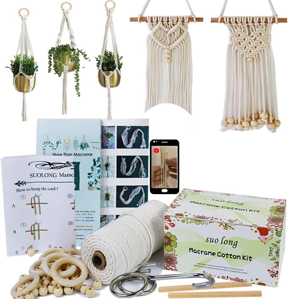 Diy Macrame Kit For Adults Beginners Craft For Making 3 Macrame Plant