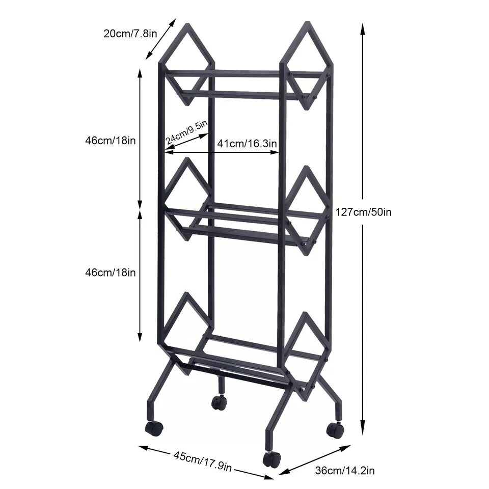 3-Tier Vinyl Record Rack Mobile Organizer Shelf Record Holder for 250 Albums