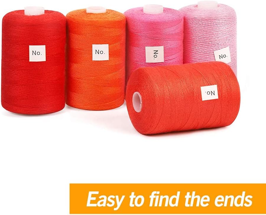 Sewing Thread Assortment Cotton Spools Thread Set for Hand & Machine Sewing, Quilting, Embroidery - 24 Colors 1000 Yards Each