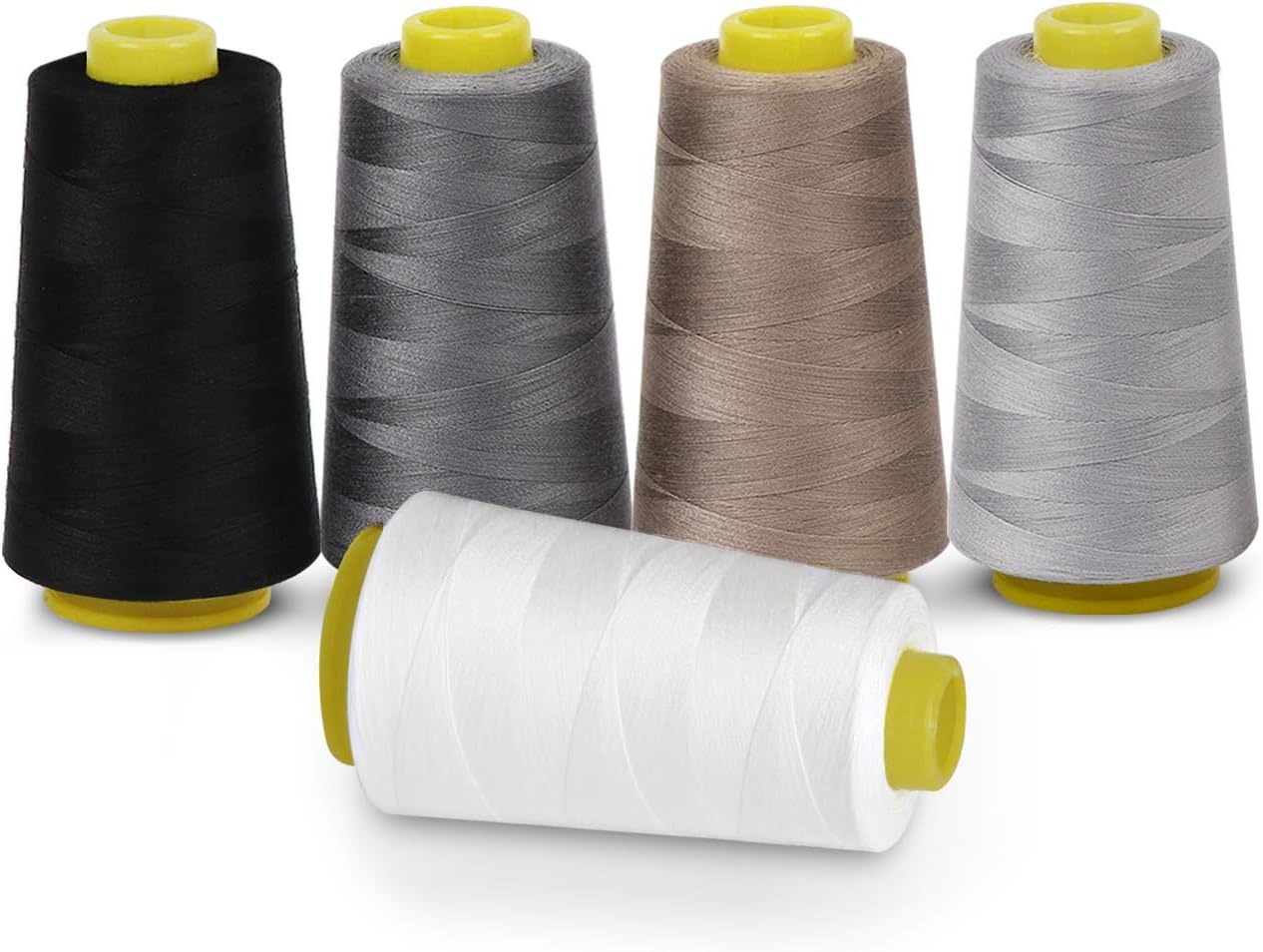 Sewing Thread 100% Polyester Spools 5 Colors 3000 Yard Spools Overlock Cone for Serger Sewing Machine