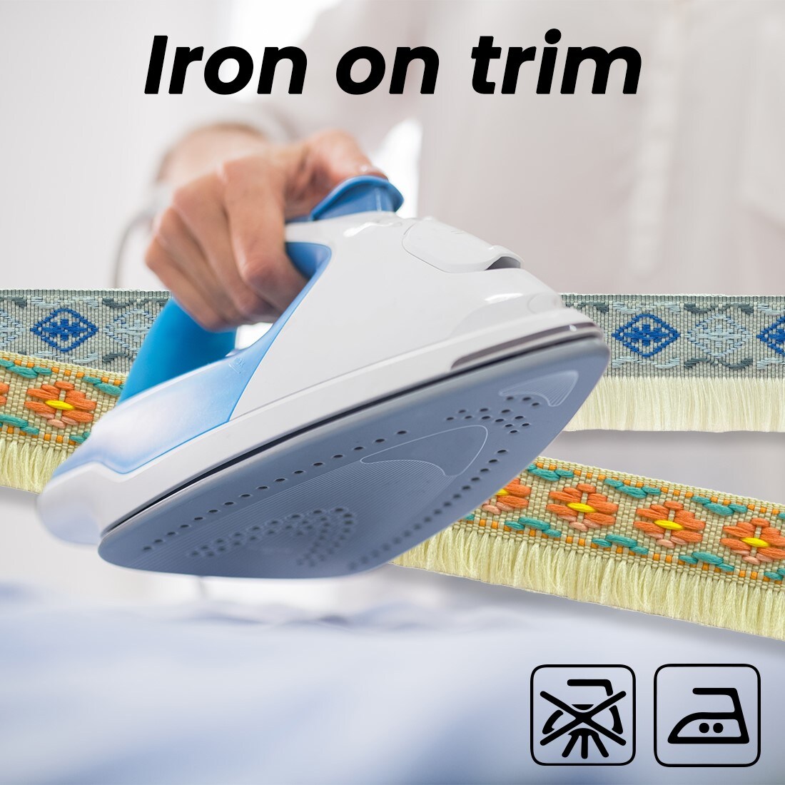 3/4" Bailey Iron-On, Versatile Fringe Trim, 10-Yard Cut, Yellow Multi