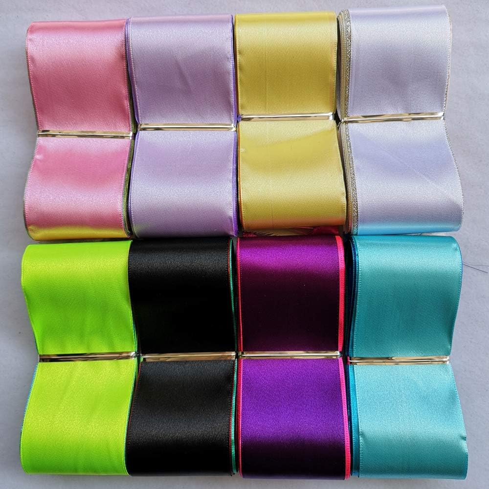 Solid Satin Ribbon Ribbons Assorted 40 Yards Craft Bow Party Decoration Packing Ribbons (Mix, 1 1/2"(40mm))