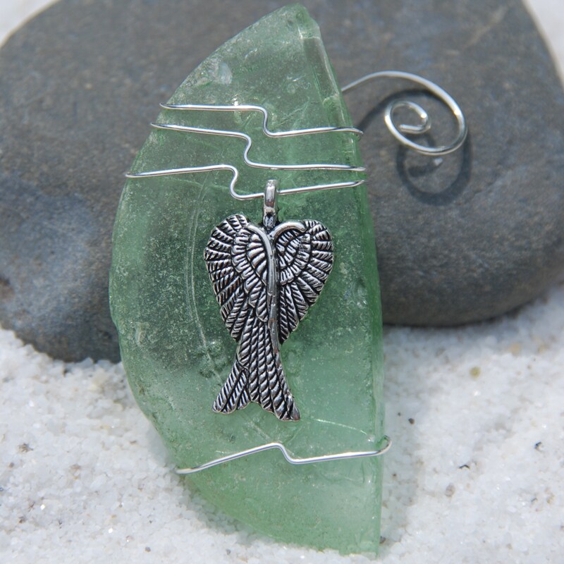 Surf Tumbled Sea Glass Angel Wings Ornament - Choose Your Color Sea ...