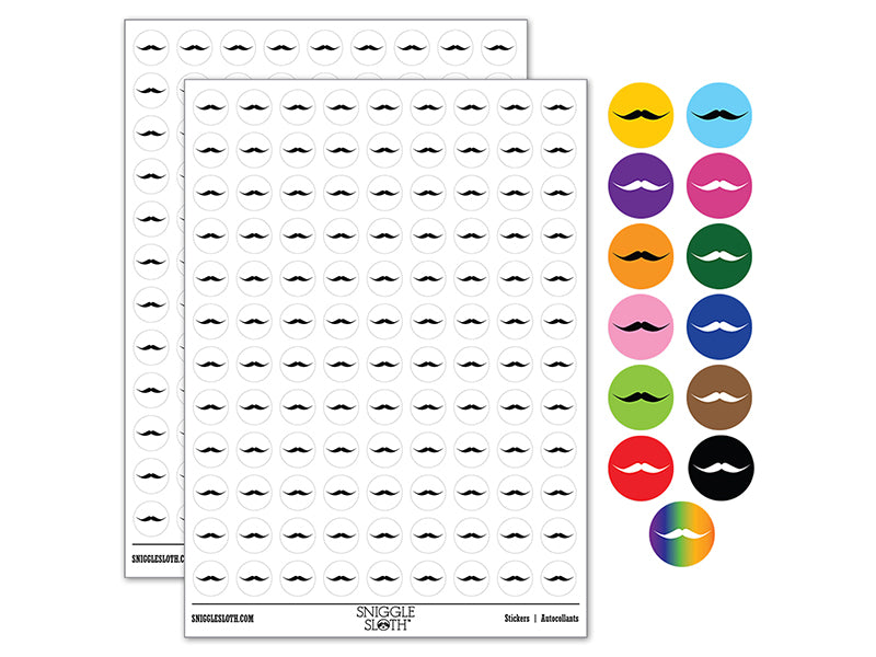 English Mustache Moustache Silhouette 200+ 0.50&#x22; Round Stickers