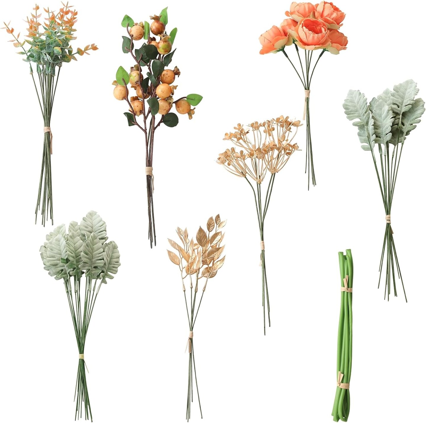 Floroom Artificial Greenery Stems Box Set, 63pcs