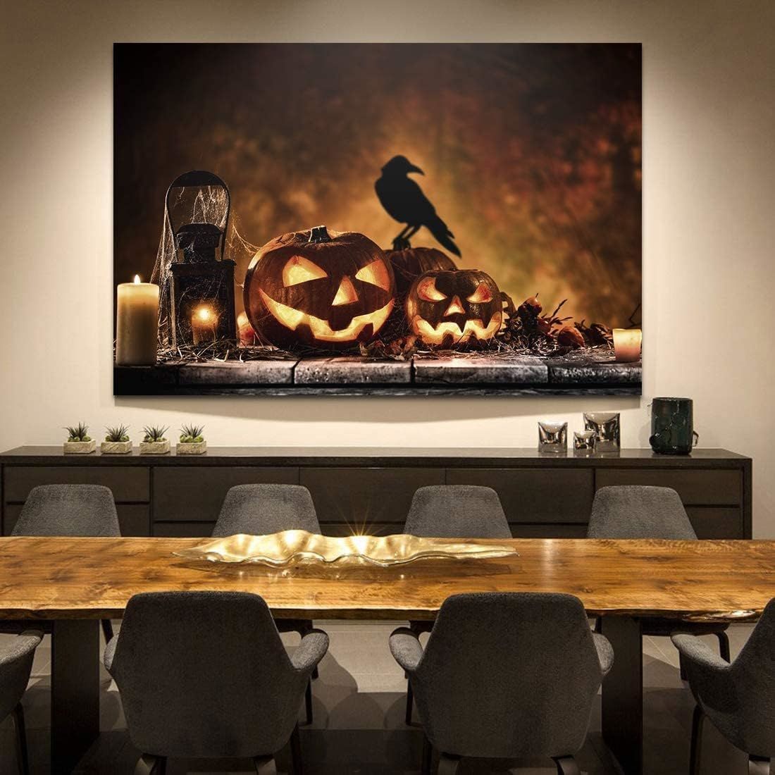 Jack-o-lanterns Painting for Halloween - Perfect Gift and Decoration for Living Room and Bedroom, Ready to Hang