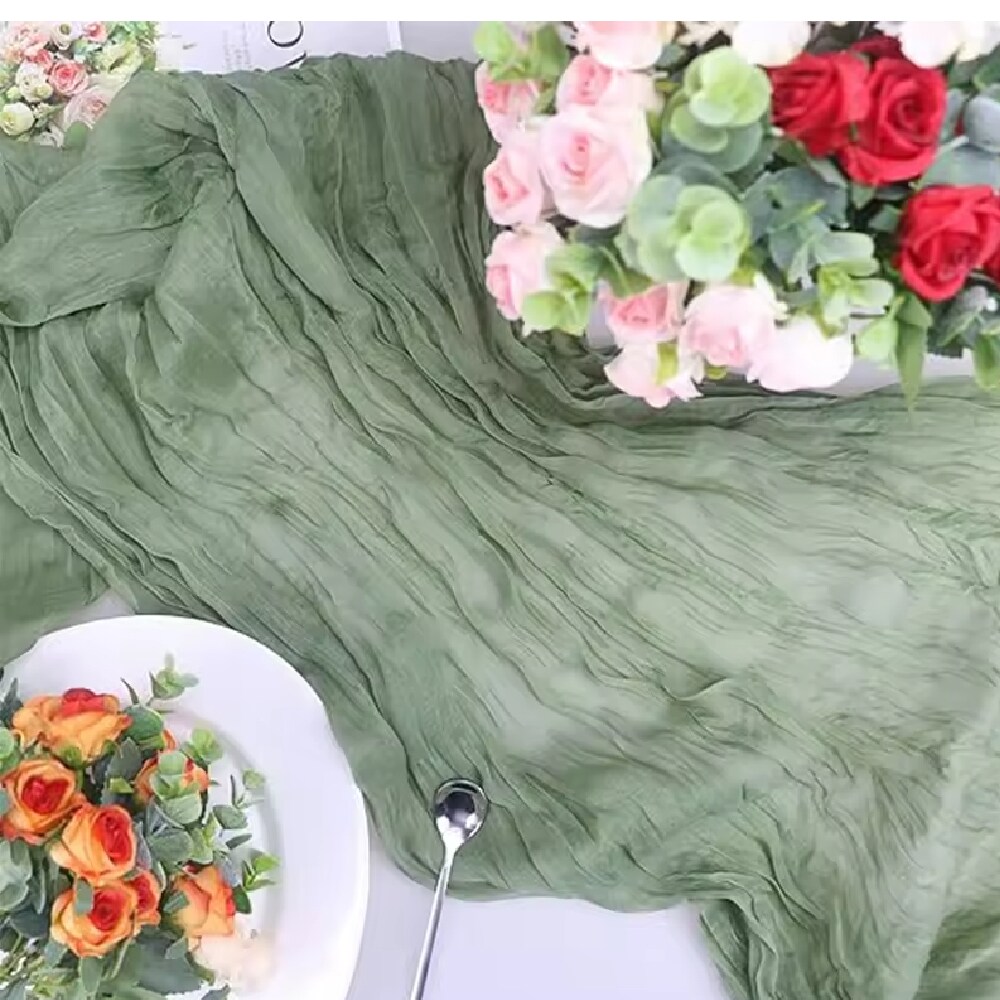 10ft Table Runner Super Soft Boho Wrinkled Gauze