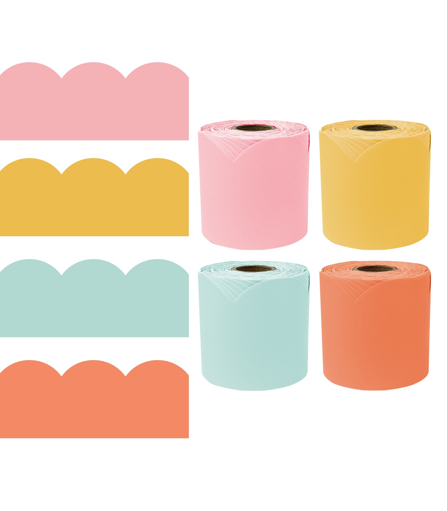 Carson Dellosa 260Ft Scalloped Retro Groovy Bulletin Board Borders, 4 Pack Colorful Bulletin Board Border for Boho D&#xE9;cor, Office D&#xE9;cor, Retro D&#xE9;cor, Party, Bulletin Board Decorations, Classroom D&#xE9;cor