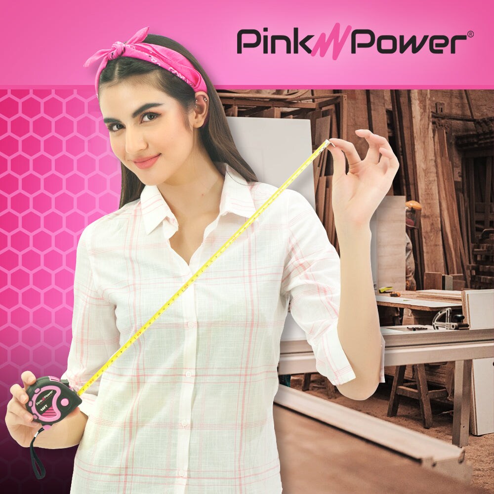 Pink Power 16ft. Pink Retractable Tape Measure