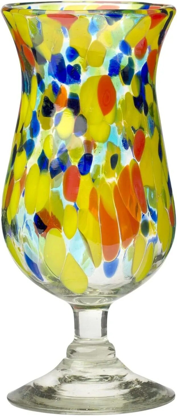 Amici Home Carnaval Hurricane Glass | Set of 4 Mexican Handmade Glassware, 16 Oz