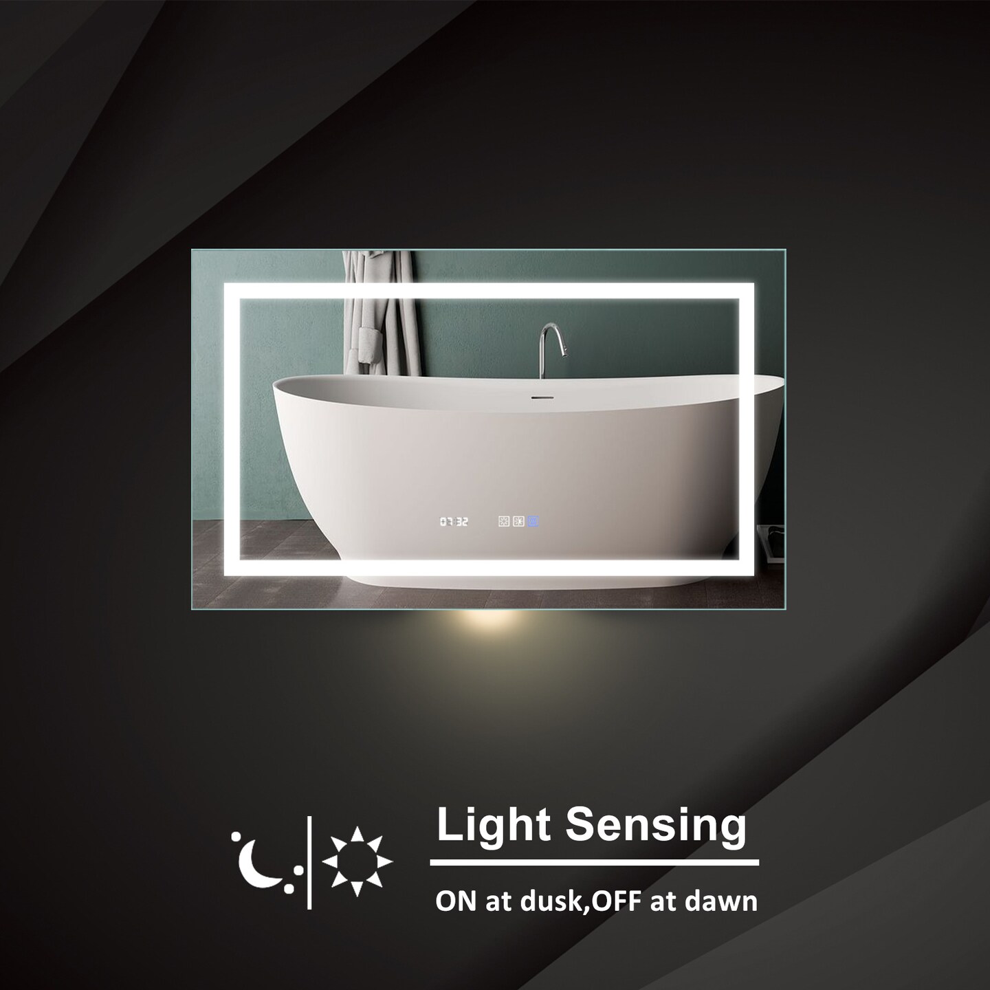 LED Bathroom Vanity Mirror, 40x24 Inch, Front Light, Clock &#x26; Temp Display, Defog, Dimming, Night Light, 3-Color Temp, Wall Mounted