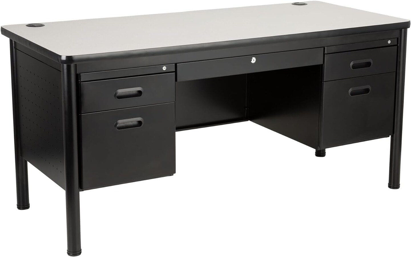 Double Pedestal Learniture Steel Teacher Desk, Gray Nebula
