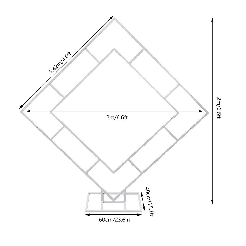 6.6FT Frame Rack Wedding Backdrop Stand White Metal Wedding Balloon Arch Kit