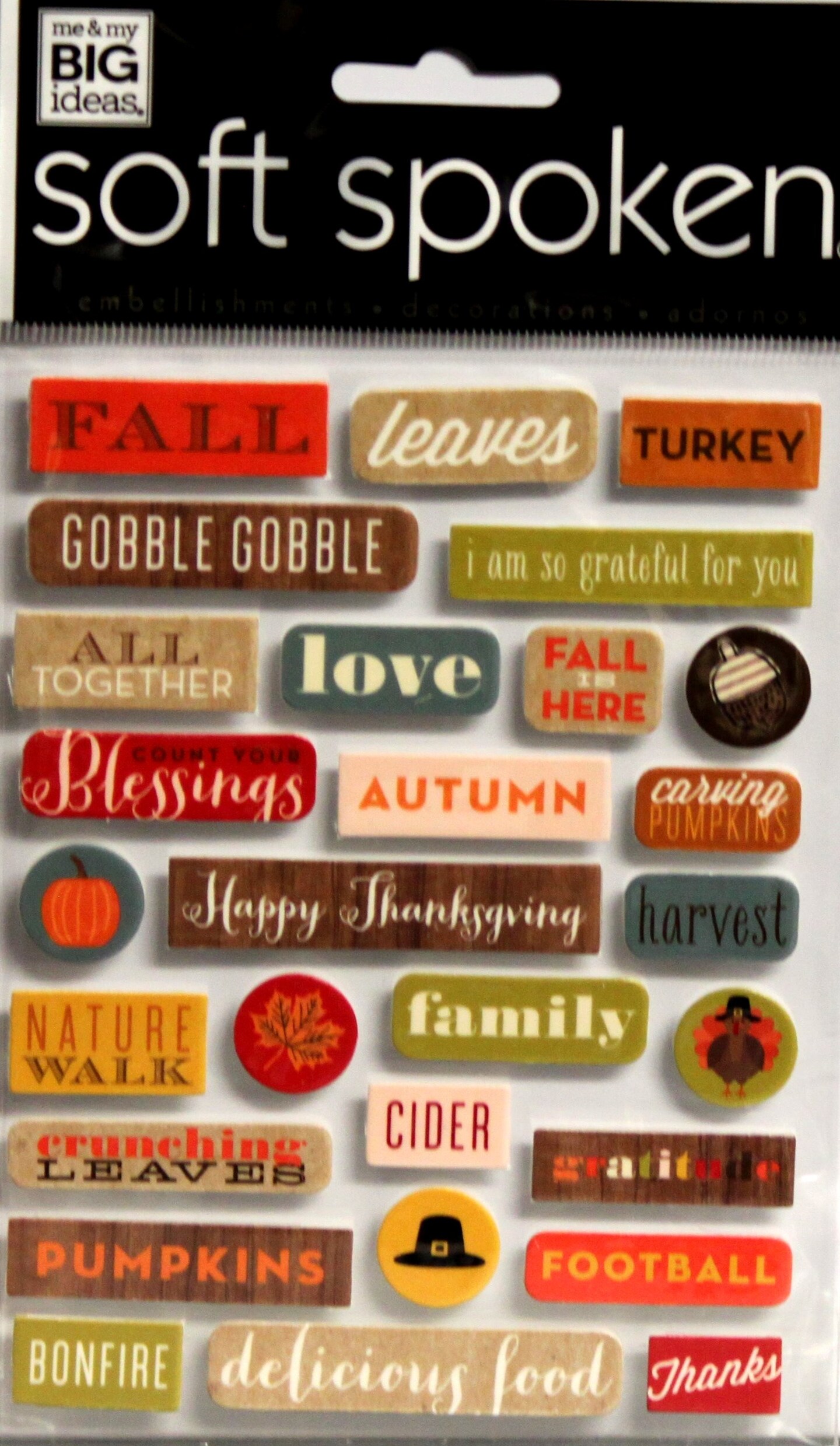 Me &#x26; My Big Ideas Soft Spoken Fall &#x26; Thanksgiving Words &#x26; Icons Dimensional Stickers